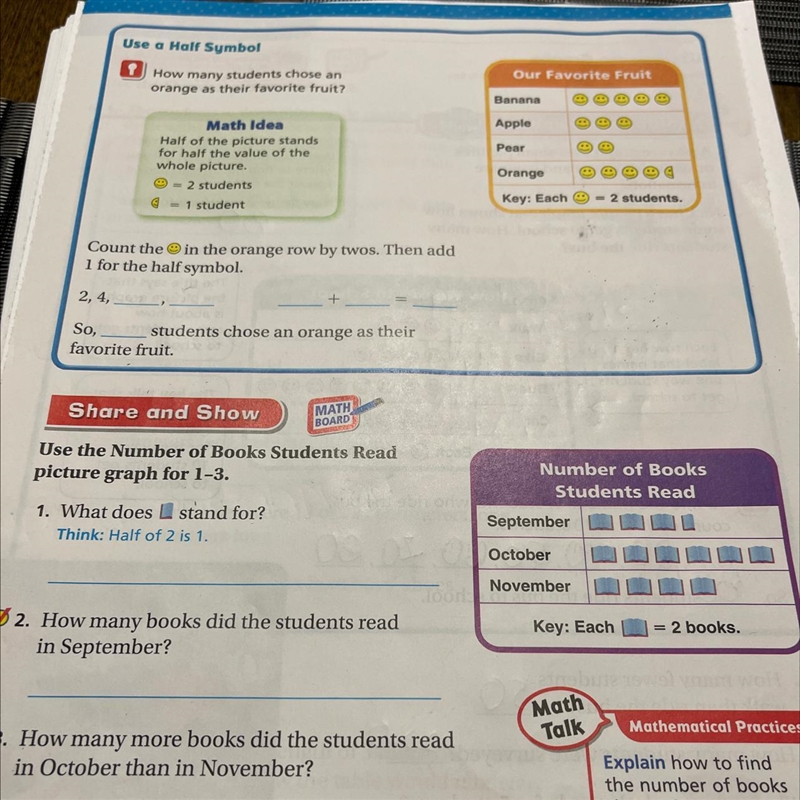 How many students chose an orange as their favorite fruit ? Need to do step by step-example-1