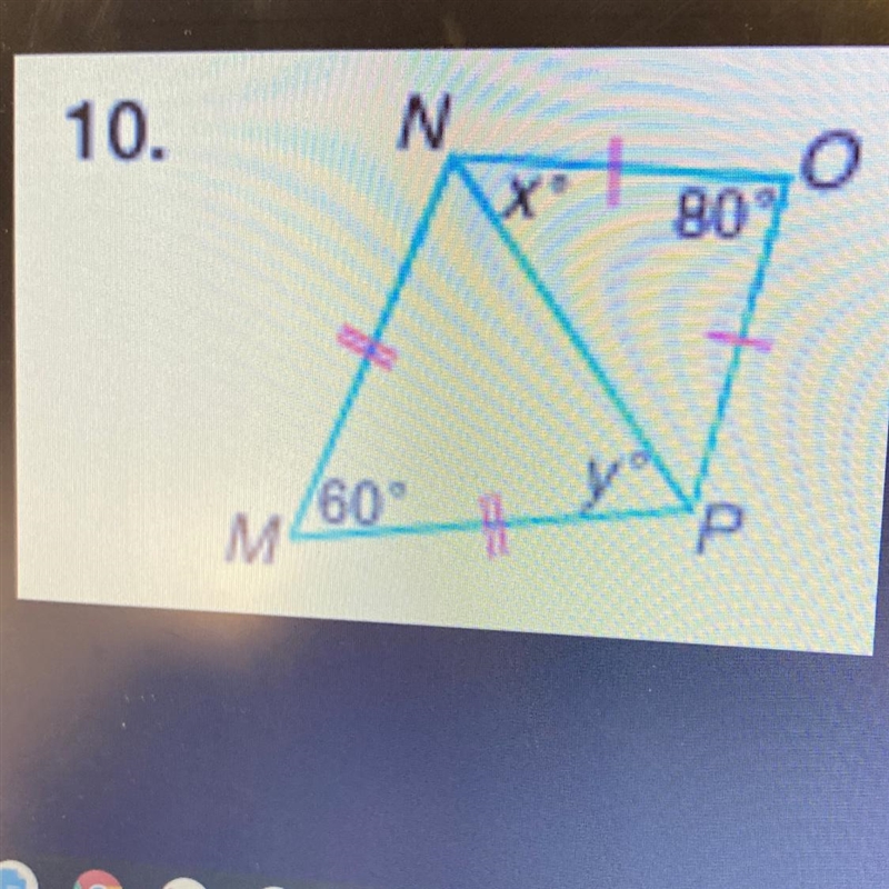 For each triangle, find the value of the variables-example-1