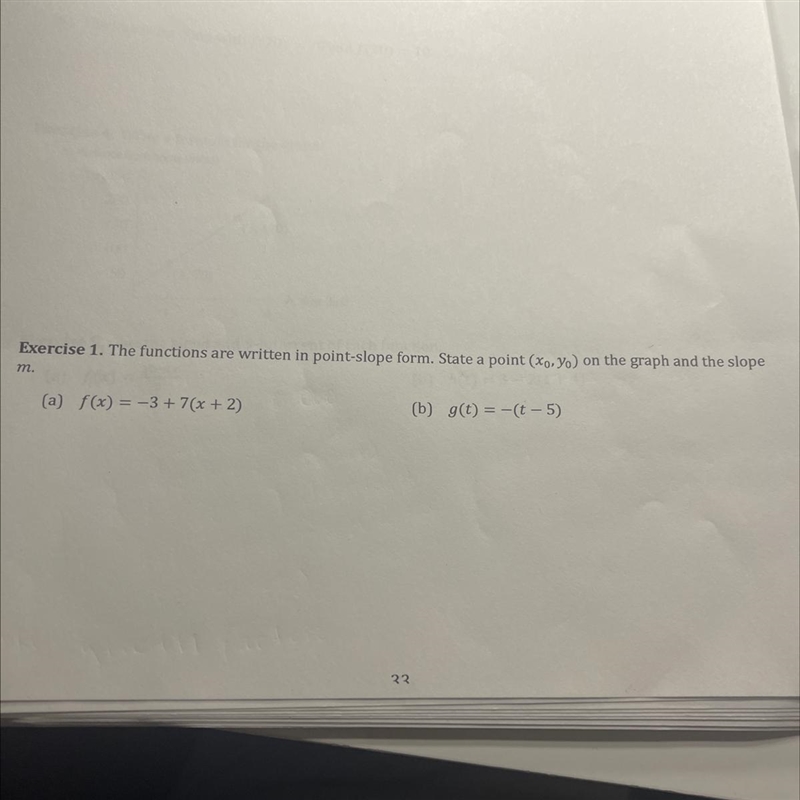 The functions are written in plot slope form state a point on the graph and the slope-example-1