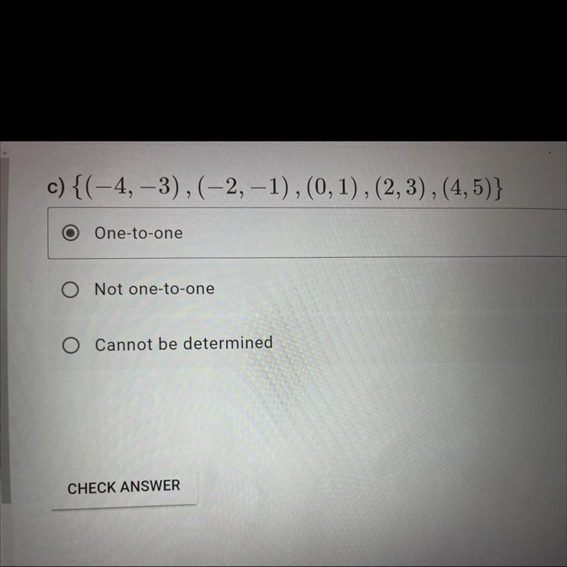 Determine which of the following sets of ordered pairs define a one-to-one function-example-1