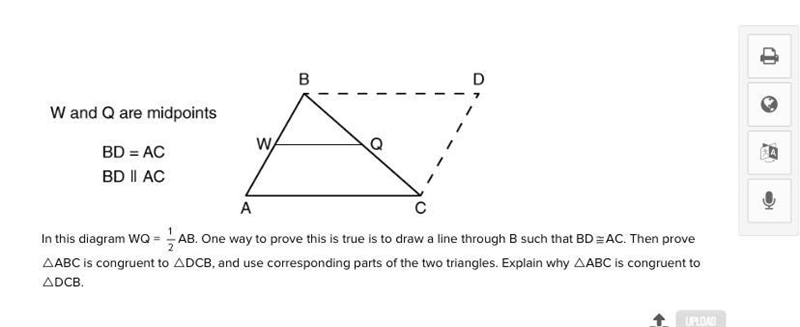 In this diagram WQ = AB. One way to prove this is true is to draw a line through B-example-1