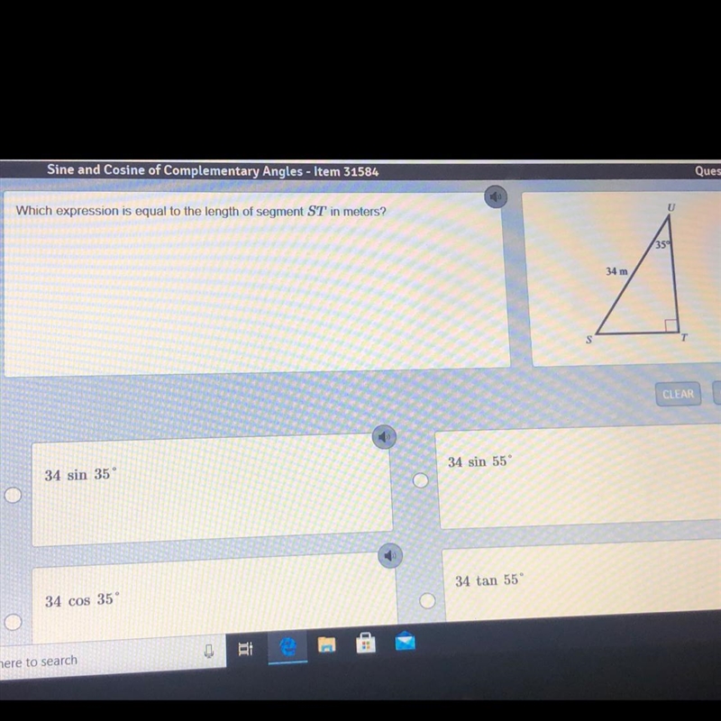 Which expression is equal to the length of segment st in meters￼-example-1