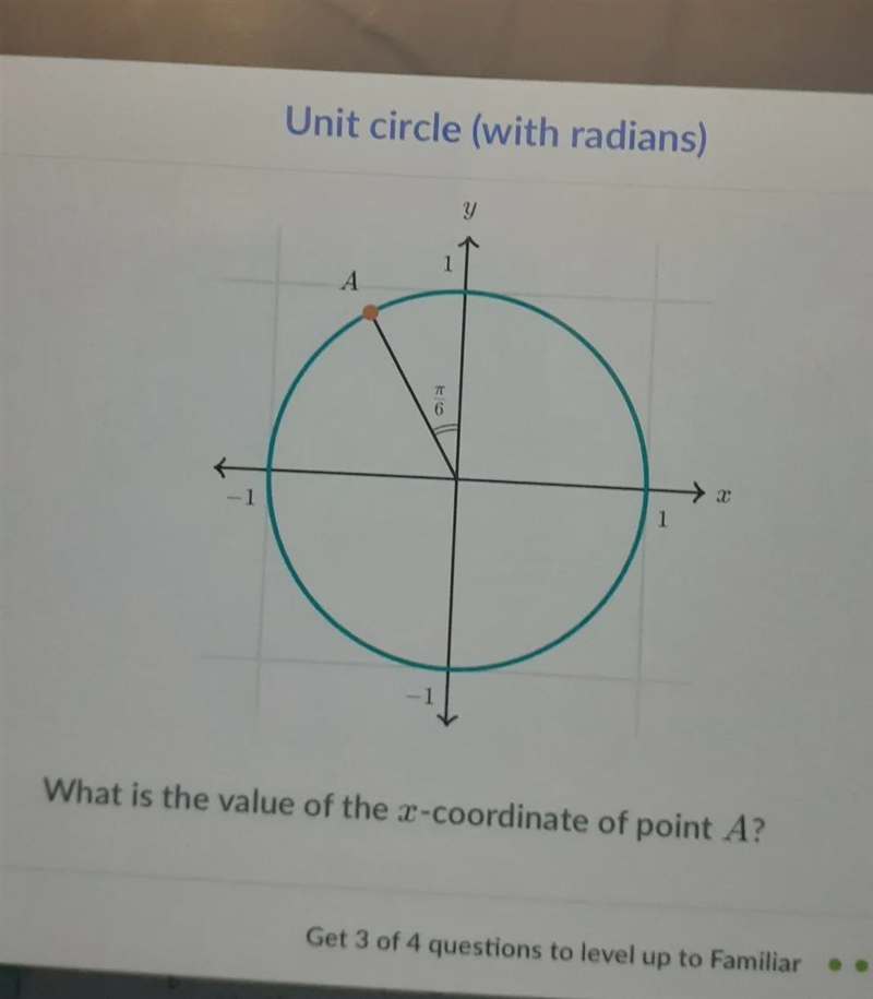 Answer choices a. sin (pi/6)b. cos (pi/6)c. sin (pi/3)d. cos (pi/3)e. sin (2pi/3)f-example-1