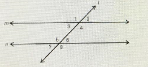 If lines m and n are parallel, which of these is true?(A)1 and 2 are supplementary-example-1