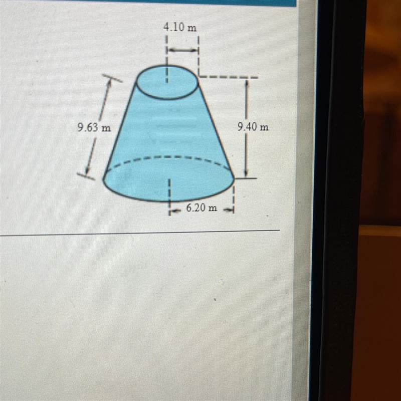 Find lateral surface area and volume of the solid object(Round to nearest whole number-example-1