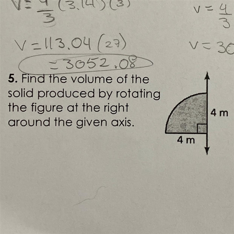 Find the volume of thesolid produced by rotatingthe figure at the rightaround the-example-1