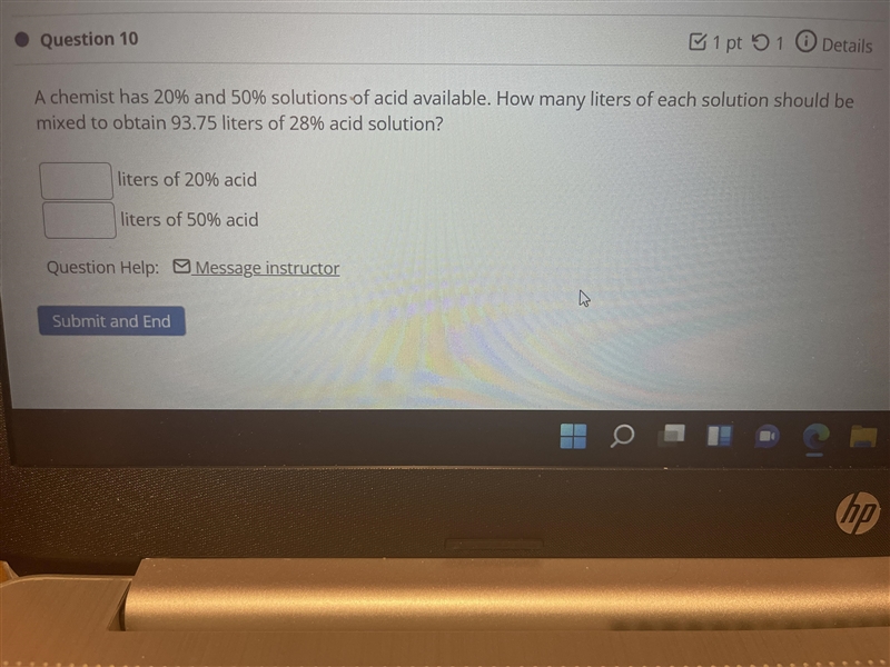 A chemist has 20% and 50% solutions of acid available. How many liters of each solution-example-1