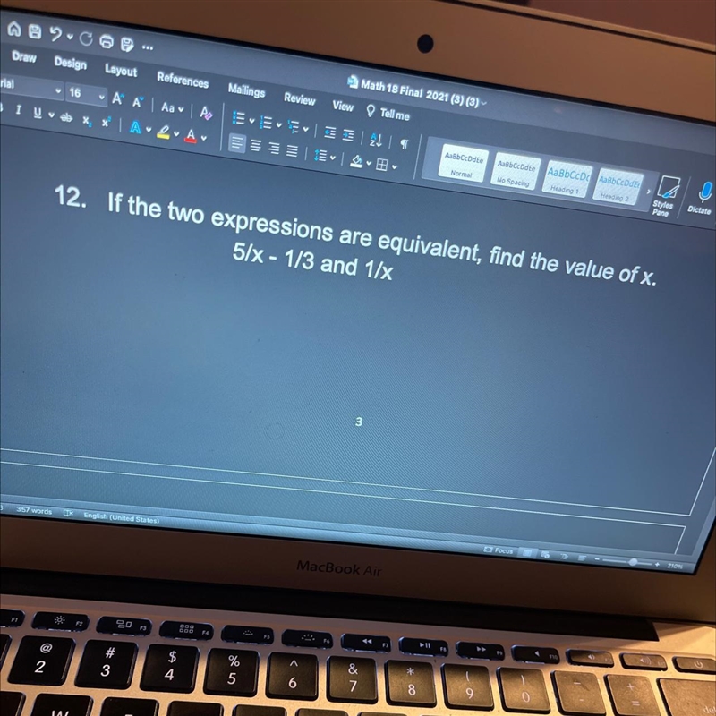 If the two expressions are equivalent, find value of x-example-1