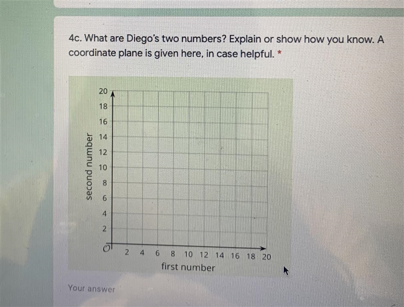 What are Diego's two numbers? Explain or show how you know. Acoordinate plane is given-example-1