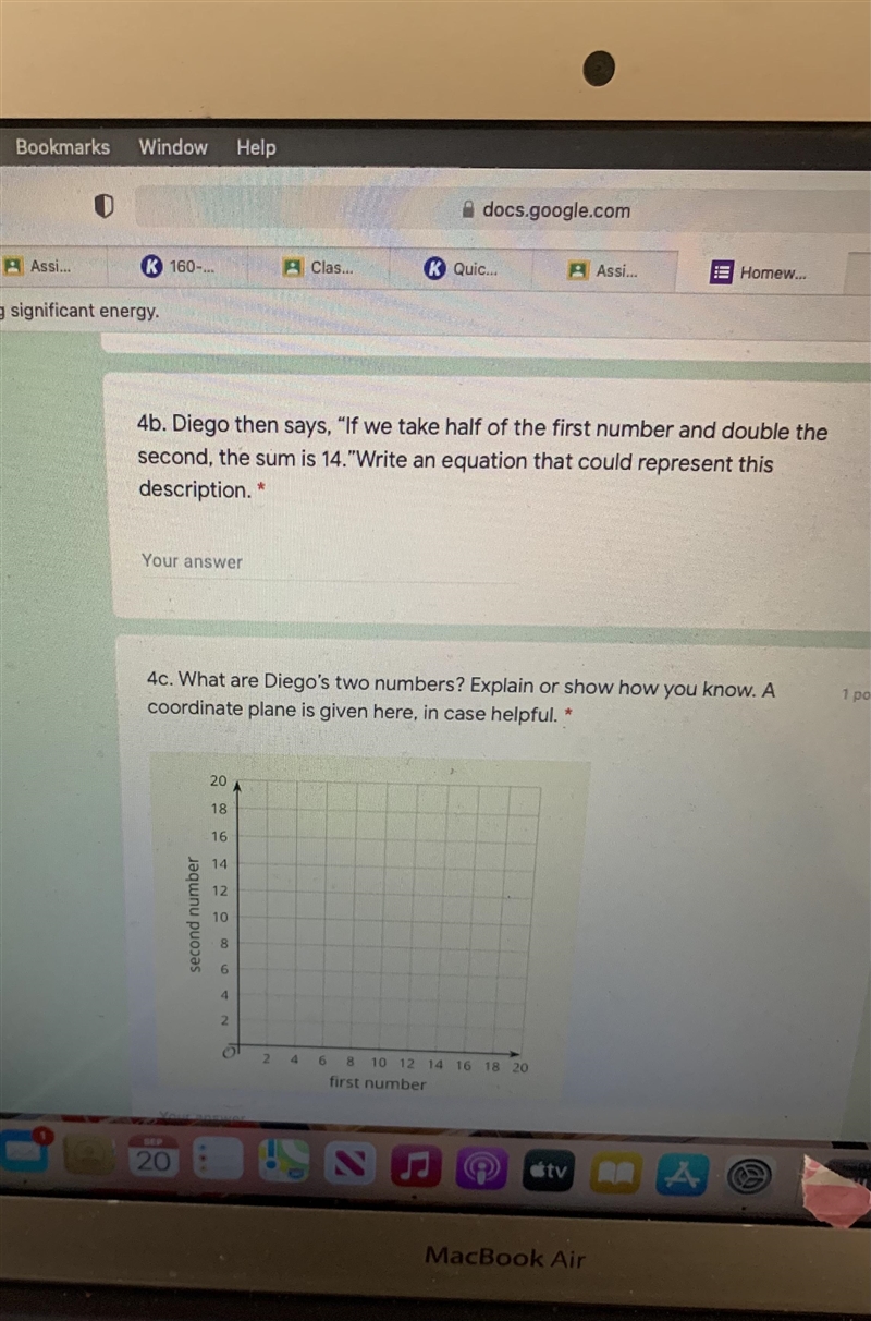 What are Diego's two numbers? Explain or show how you know. Acoordinate plane is given-example-2