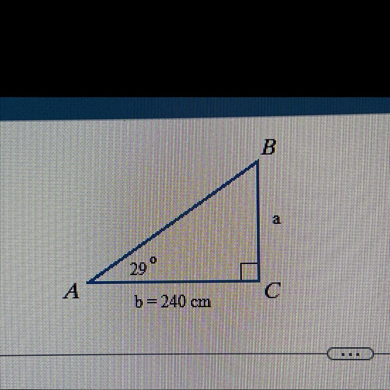 Find the measure of side a. A = _ cm-example-1