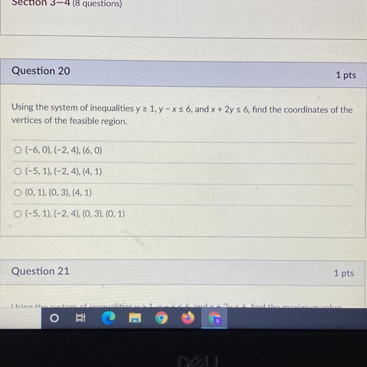 Using the system of inequalities find coordinates of the vertices of the feasible-example-1