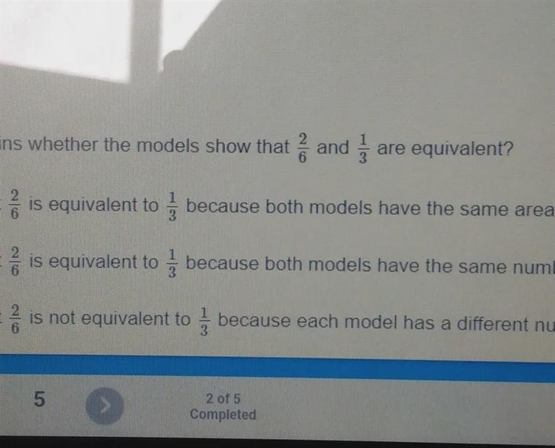 layla uses this model to show 2/6. refael uses this model to show 1/3. which statement-example-1