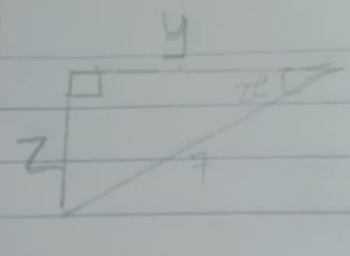 Find the value of y and z using trigonometry ratio. Round to two significant figures-example-1