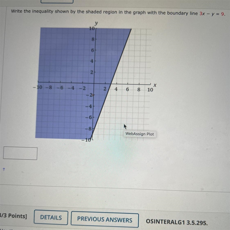 Write the inequality shown by the shaded region in the graph with the boundary line-example-1