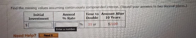 how to find principal and annual interest rate if time to double is 11 years and future-example-1