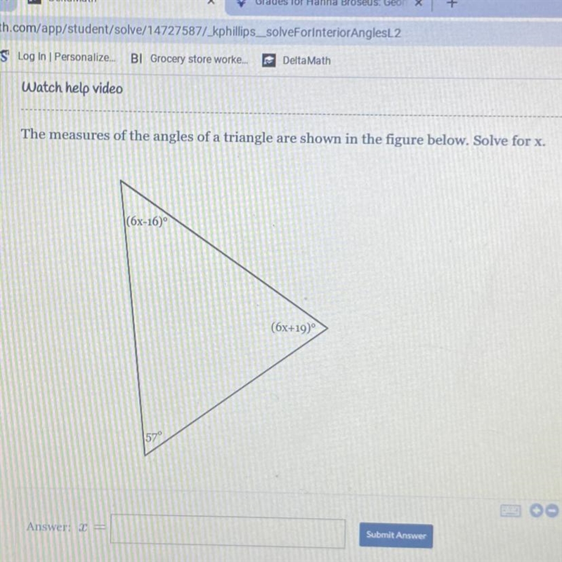 The measures of a triangle are shown in the figure below solve for X-example-1