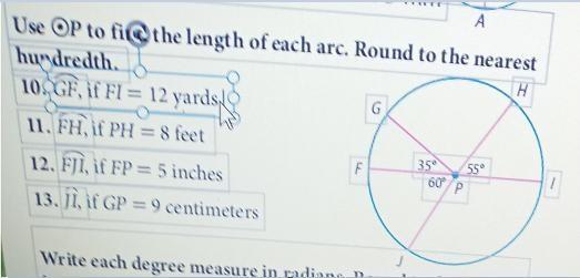 Use Point P to find the length of the arc. Round to the nearest hundredth-example-1