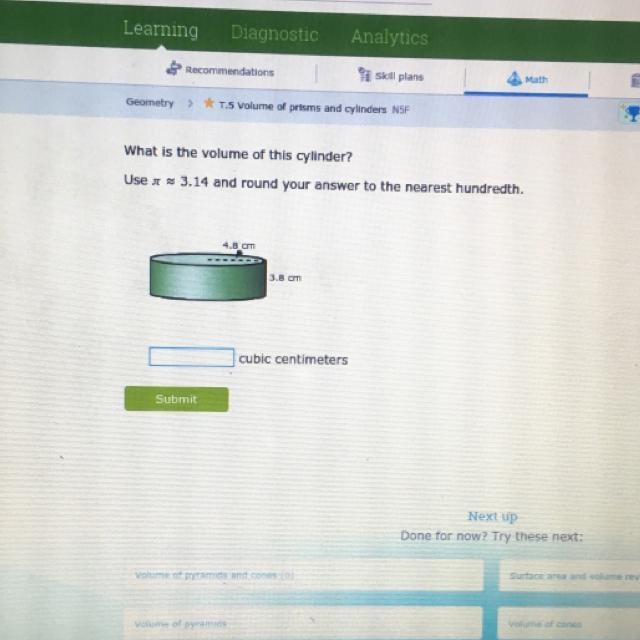 What is the value of this cylinder? Use n = 3.14 and round your answer to the nearest-example-1