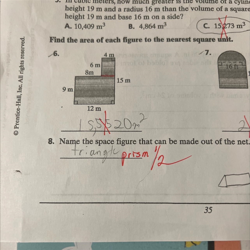 How to solve for area of number 6 to the nearest square unit-example-1