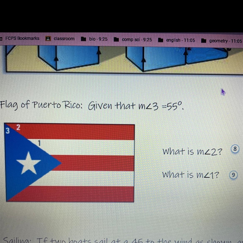 Given that m<3= 55° what is m<2? what is m<1?-example-1