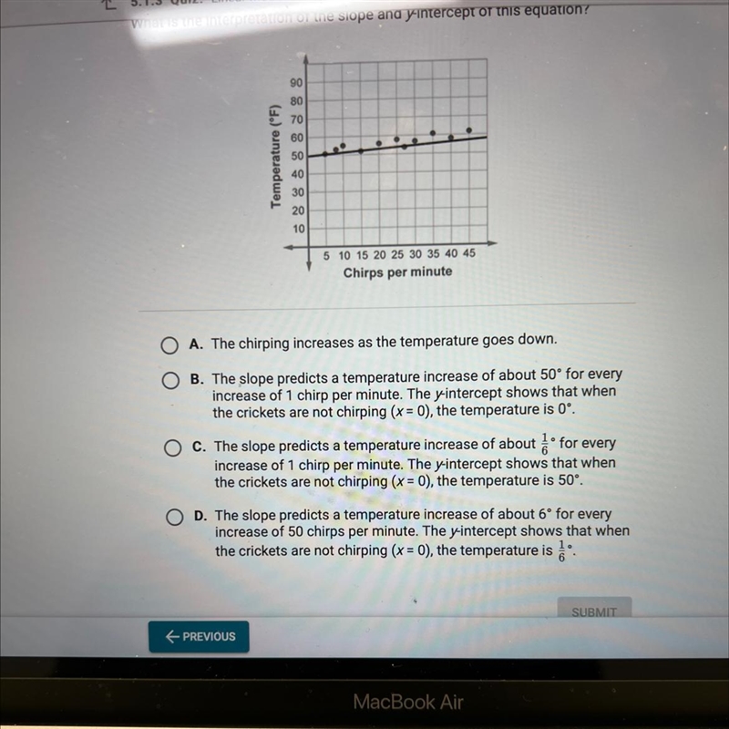 Myron records the number of chirps per minute (x) that crickets make atdifferent temperatures-example-1