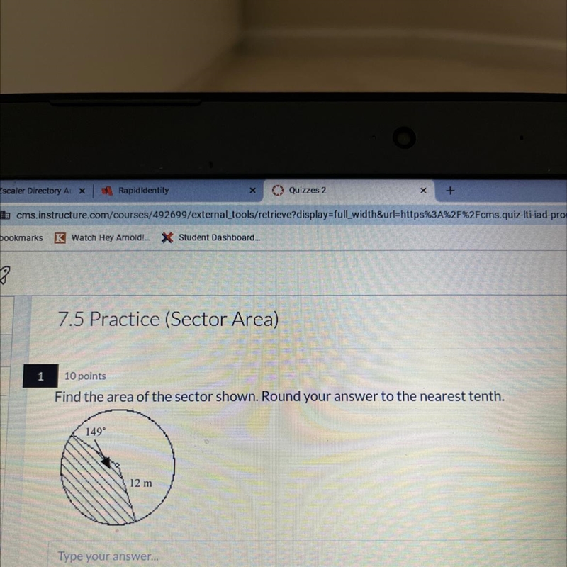 Find the area of the sector shown. Round your answer to the nearest tenth-example-1