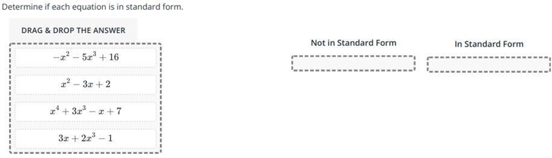 Determine if each equation is in standard form.-example-1