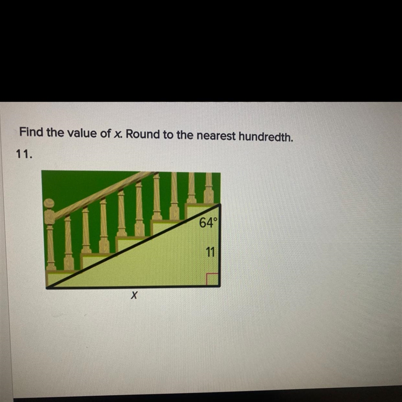 Find the value of x. Round to the dearest hundredth .-example-1