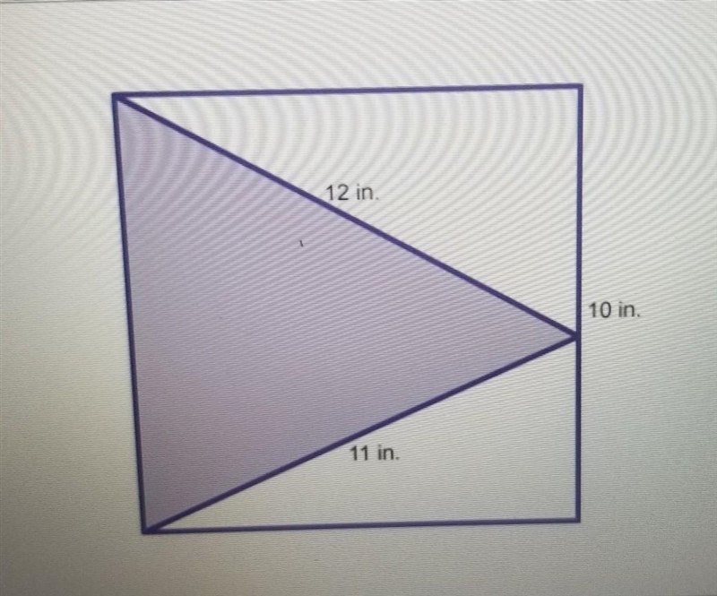 the shaded triangle is inside a square which has side lengths of 10 inches.answer-example-1