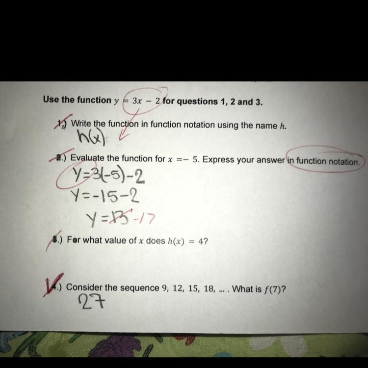 I need help, I was gone from school due to illness. Use the function; y = 3x - 2 for-example-1