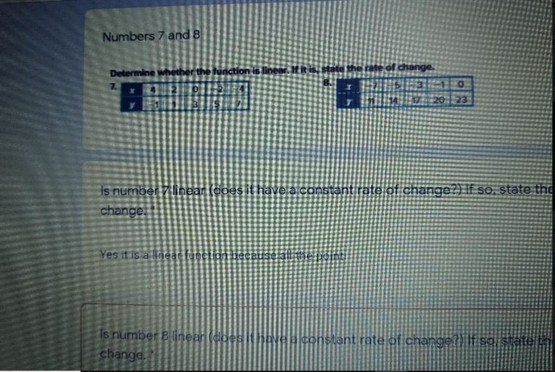 Determine whether the function is linear. If it is, State the rate of change.Question-example-1