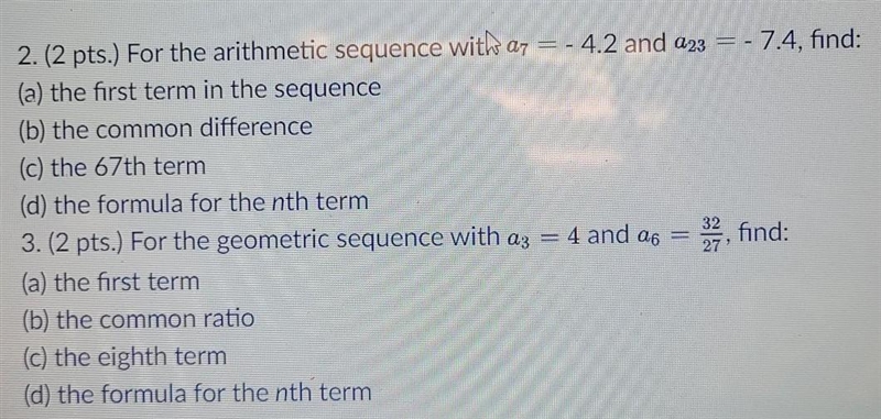 I need help with 2 and 3 a through c on both questions-example-1