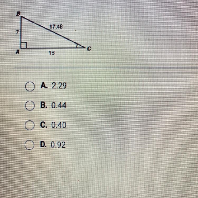 Question 15 of 25What is the approximate value of tan C?-example-1