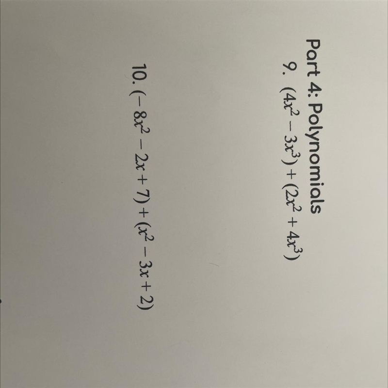 Solve Polynomials for 9 and 10-example-1