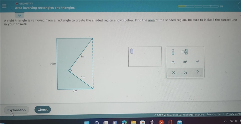 AN O GEOMETRY Area involving rectangles and triangles A right triangle is removed-example-1