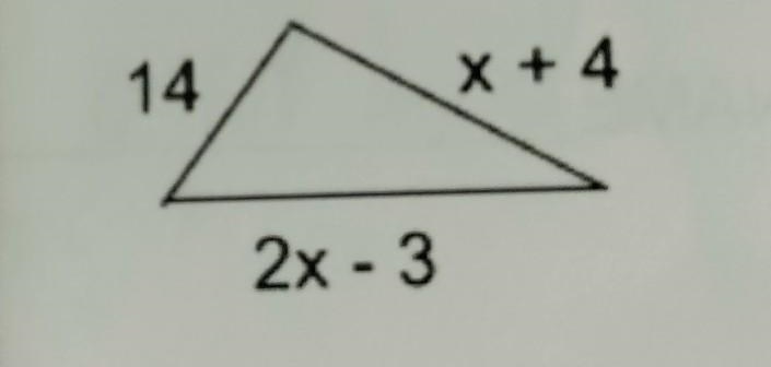 Inequality Word Problems What is the value of x so that the perimeter of the triangle-example-1