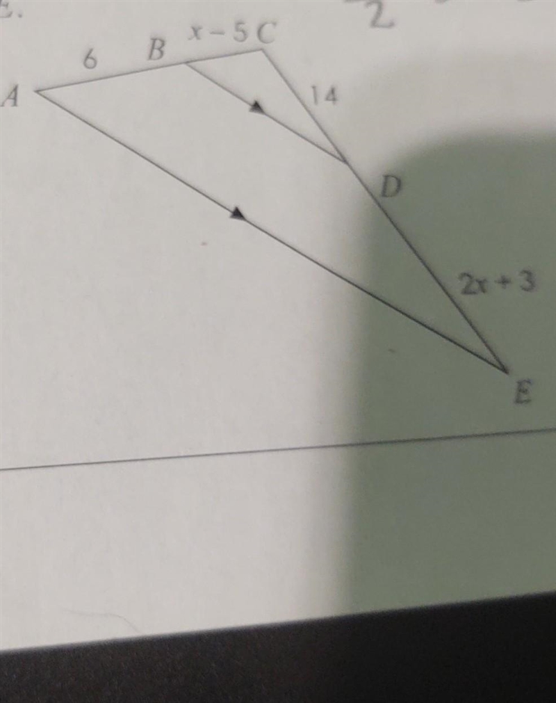 N x - 5C B 6 А 14 D 2x+ 3 E Find CE-example-1