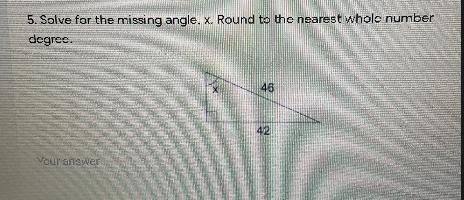 Instructions: Find the missing angle. Round your answer to the nearesttenth.-example-1