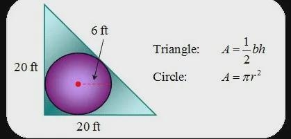 What is the area of the portion of the triangle that lies outside of the circle but-example-1