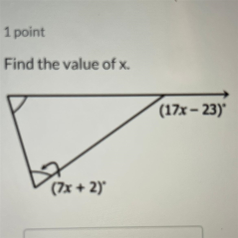 Find the value of x. (7x + 2)° (17x-23)*-example-1