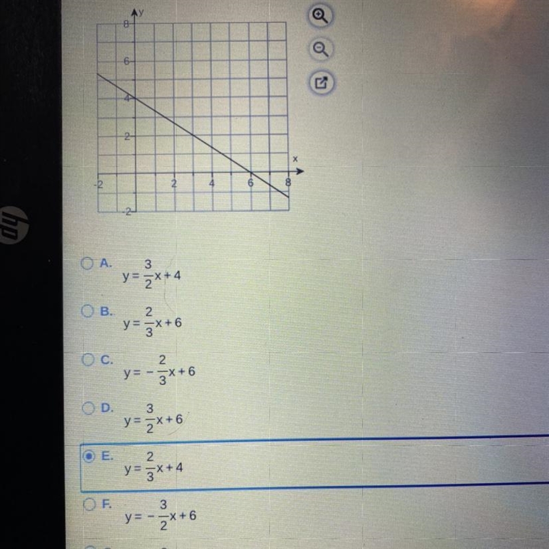 Given the following graph of a line, identify the matching equation option g and h-example-1