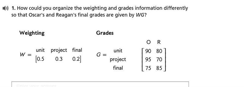 How could you organize the weighting and grades information differently so that Oscar-example-1