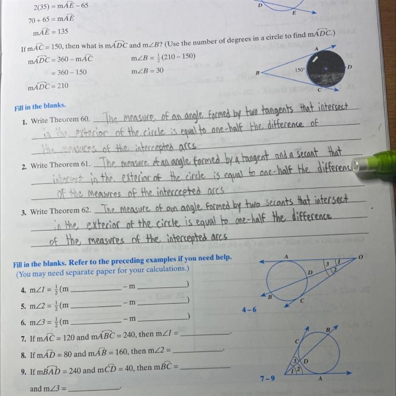 Please help with 4-6 they are all related to the same circle-example-1