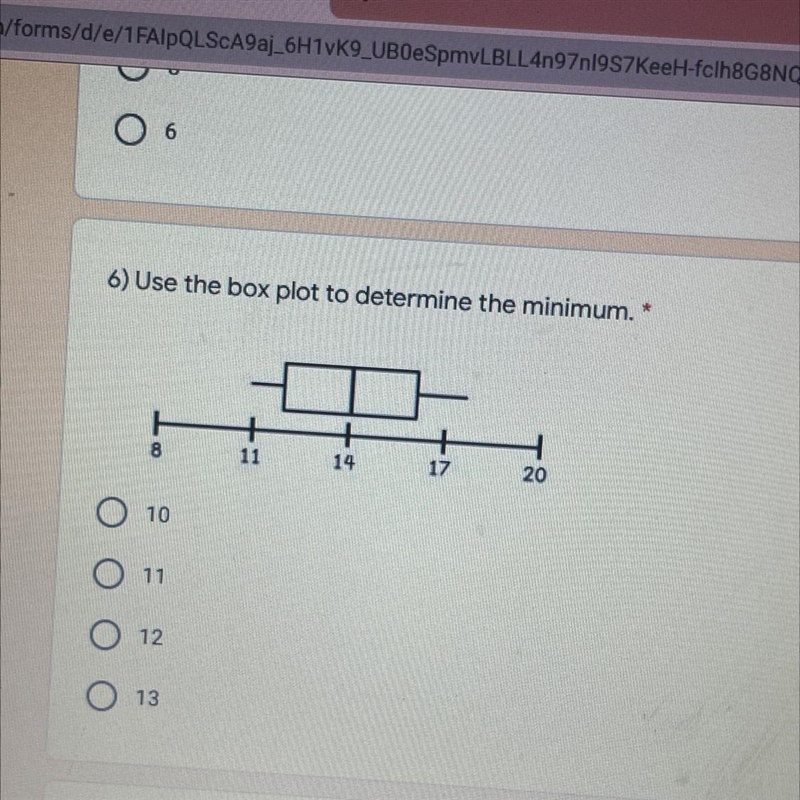 6) Use the box plot to determine the minimum. *10 pointsH11141720O 10111213-example-1