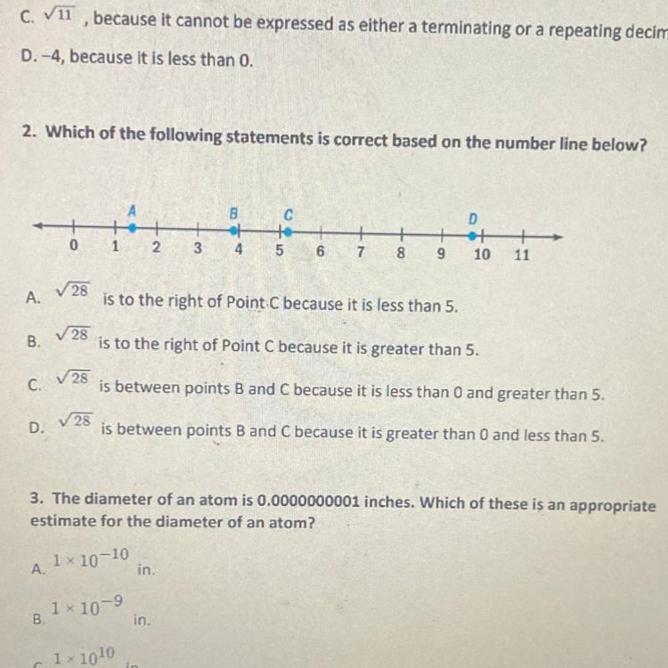 2. Which of the following statements is correct based on the number line below? A-example-1