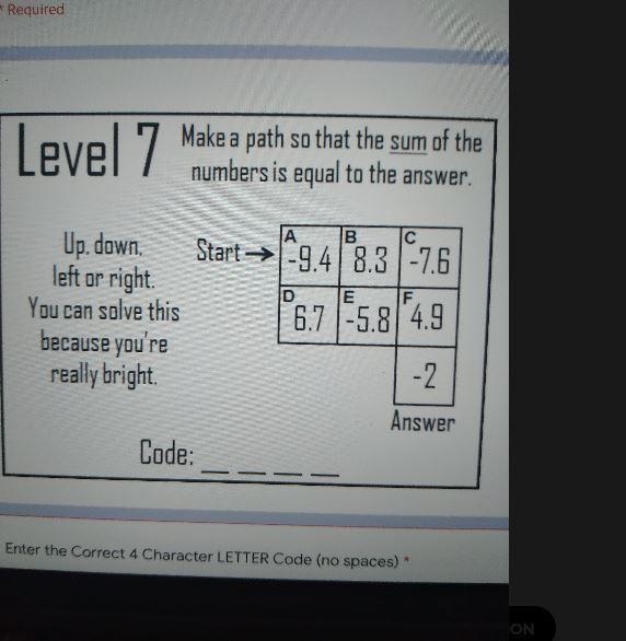 Level 7 Make a path so that the sum of the numbers is equal to the answer А B C Start-example-1