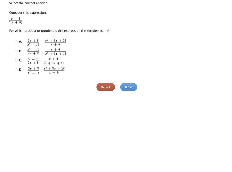 Select the correct answer. Consider this expression. 1 - 4 2(1 + 4) For which product-example-1