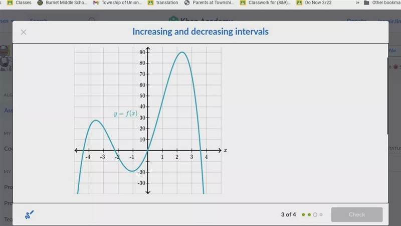 Select all the intervals where f is decreasingA: -4.5 < x < -4B: -0.5 < x-example-1