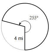 Find the area the sector.arc circle 10A. 16π mi²B. 34π/3 mi²C. 5π/3 mi²D. 9π mi²-example-1